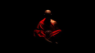 red monks suit, men, meditation, monks HD wallpaper