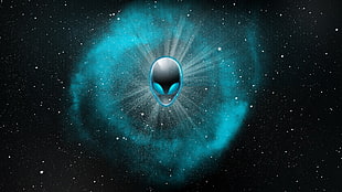 Alienware logo, Alienware, space art, skull