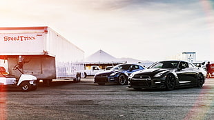 black car, Nissan GT-R, car, vehicle, Nissan