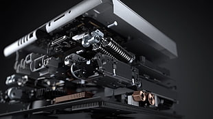 black laptop computer, computer, Microsoft, gears, Surface Studio
