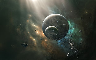 planet illustration, space art, space, artwork, planet HD wallpaper
