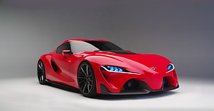 red Toyota Supra coupe, car, red cars, vehicle, Toyota FT-1
