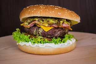 hamburger with cheese, Burger, Hamburger, Burger