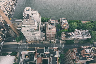 aerial photo of buildings, New York City, street