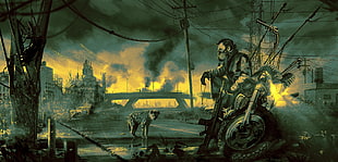black and gray car engine, apocalyptic, war, futuristic, men HD wallpaper