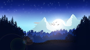 game digital wallpaper, mountains, iceberg, blue, landscape
