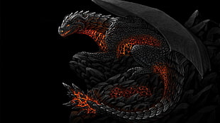 red and black dragon illustration, dragon, fantasy art