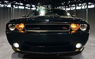 black Dodge Challenger R/T, car, muscle cars, Dodge Challenger SRT HD wallpaper