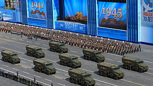 grey vehicles, military, Victory Day, Moscow, Russia
