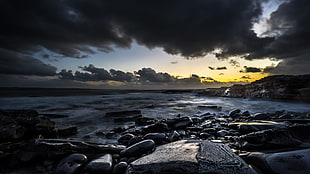 seashore during golden hour, liscannor, ireland HD wallpaper