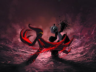 bear and monster fighting one another wallpaper, panda, animations, digital art