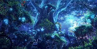 nature and fairies digital wallpaper, anime