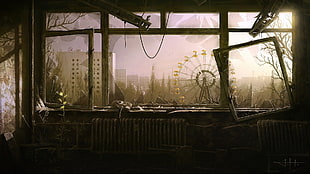 ferris wheel wallpaper, artwork, Chernobyl, abandoned, ferris wheel