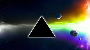 triangular symbol, The Dark Side of the Moon, Pink Floyd, triangle, space HD wallpaper
