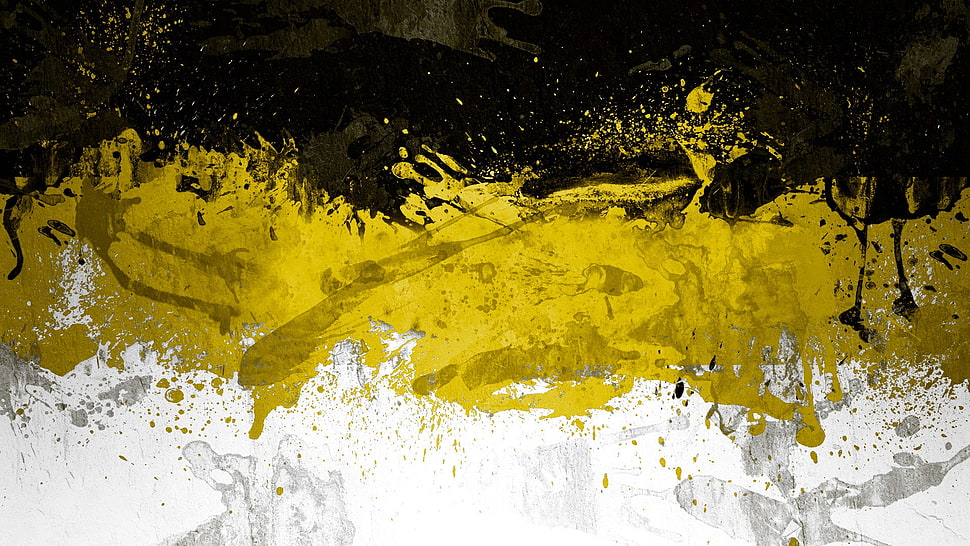 yellow black and white abstract painting HD wallpaper