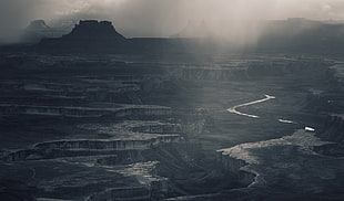 illustration of wasteland, nature, landscape, Canyonlands National Park, mist