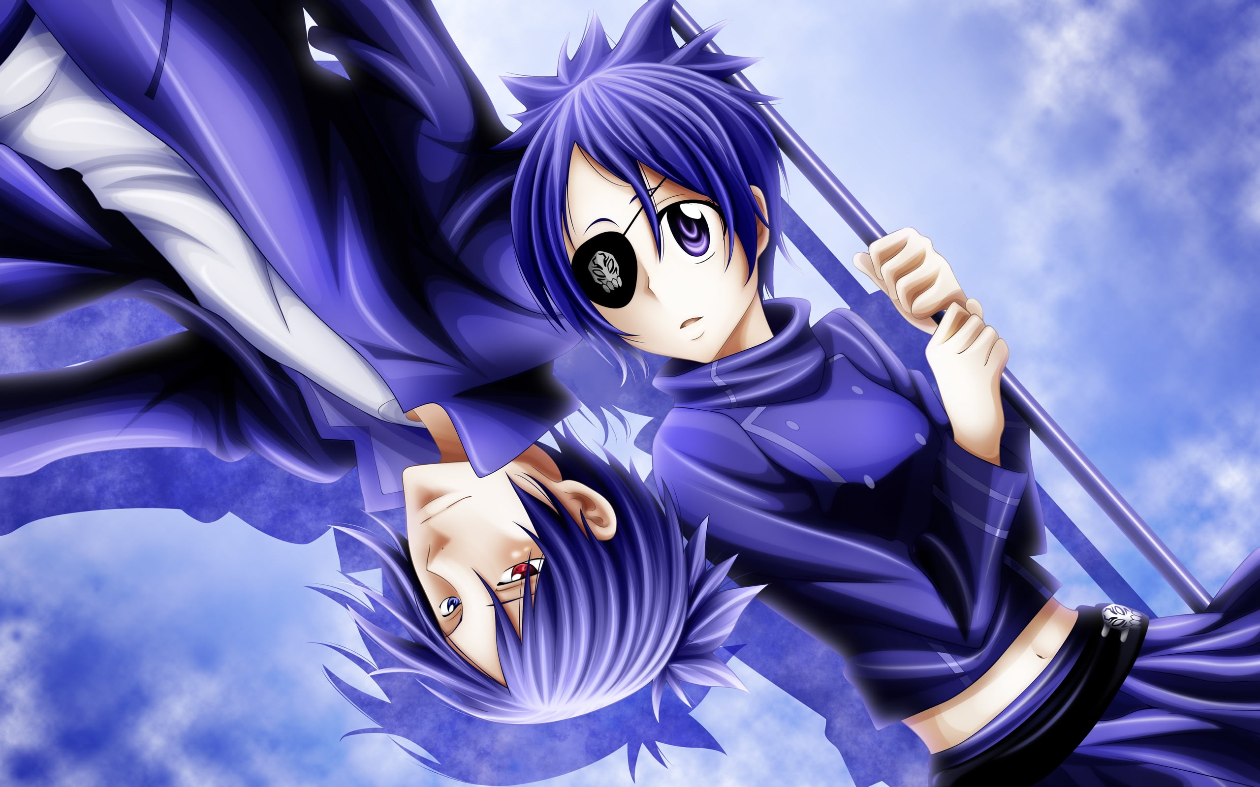 Blue-haired anime male illustration - wide 9