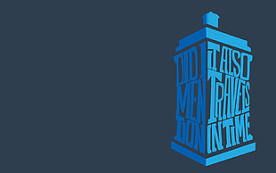 blue plastic bottle with text illustration, TARDIS, Doctor Who
