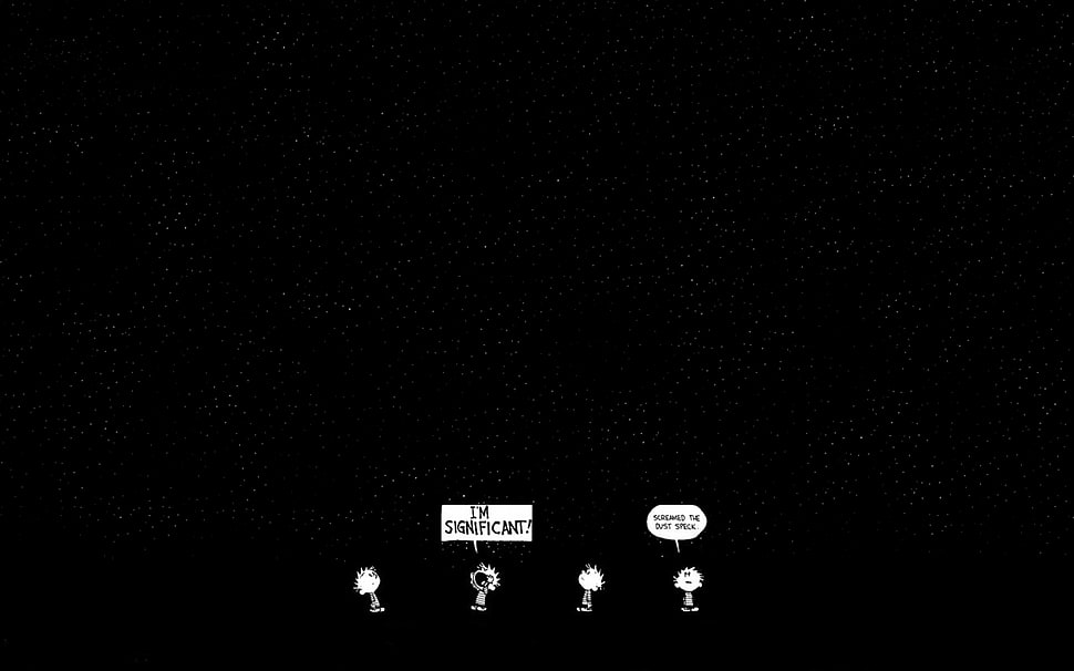 black and white Samsung laptop, minimalism, Calvin and Hobbes HD wallpaper