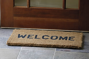 brown Welcome door rug