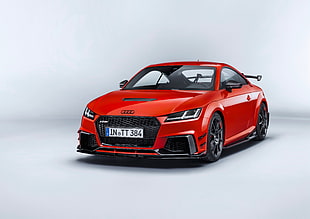 red Audi sports coupe HD wallpaper