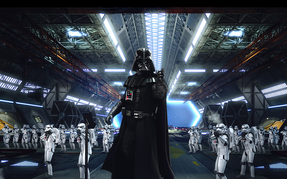 Star Wars Darth Vader and Stormtrooper movie scene HD wallpaper