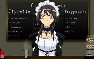 female maid anime character illustration HD wallpaper