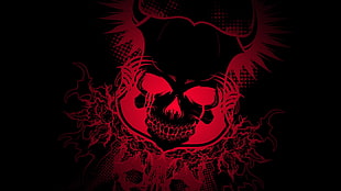 red skull, skull, colorful, gradient, black HD wallpaper