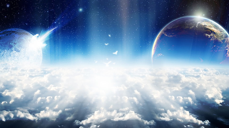 outer space digital wallpaper, digital art, planet, space HD wallpaper