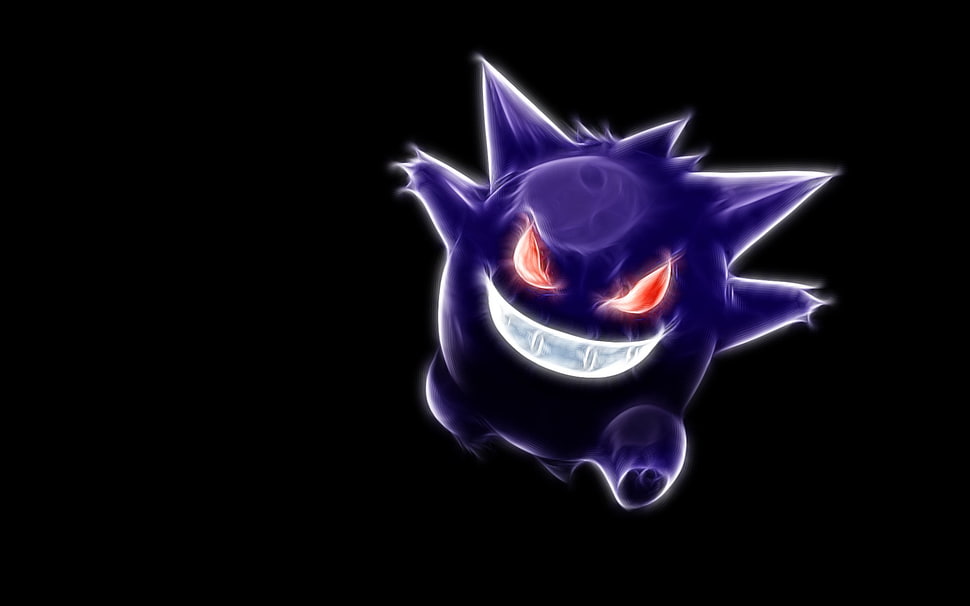 purple Pokemon illustration, Gengar, Pokémon, Fractalius HD wallpaper