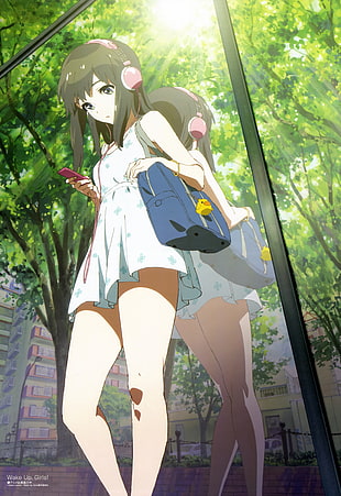 female anime character in white dress HD wallpaper