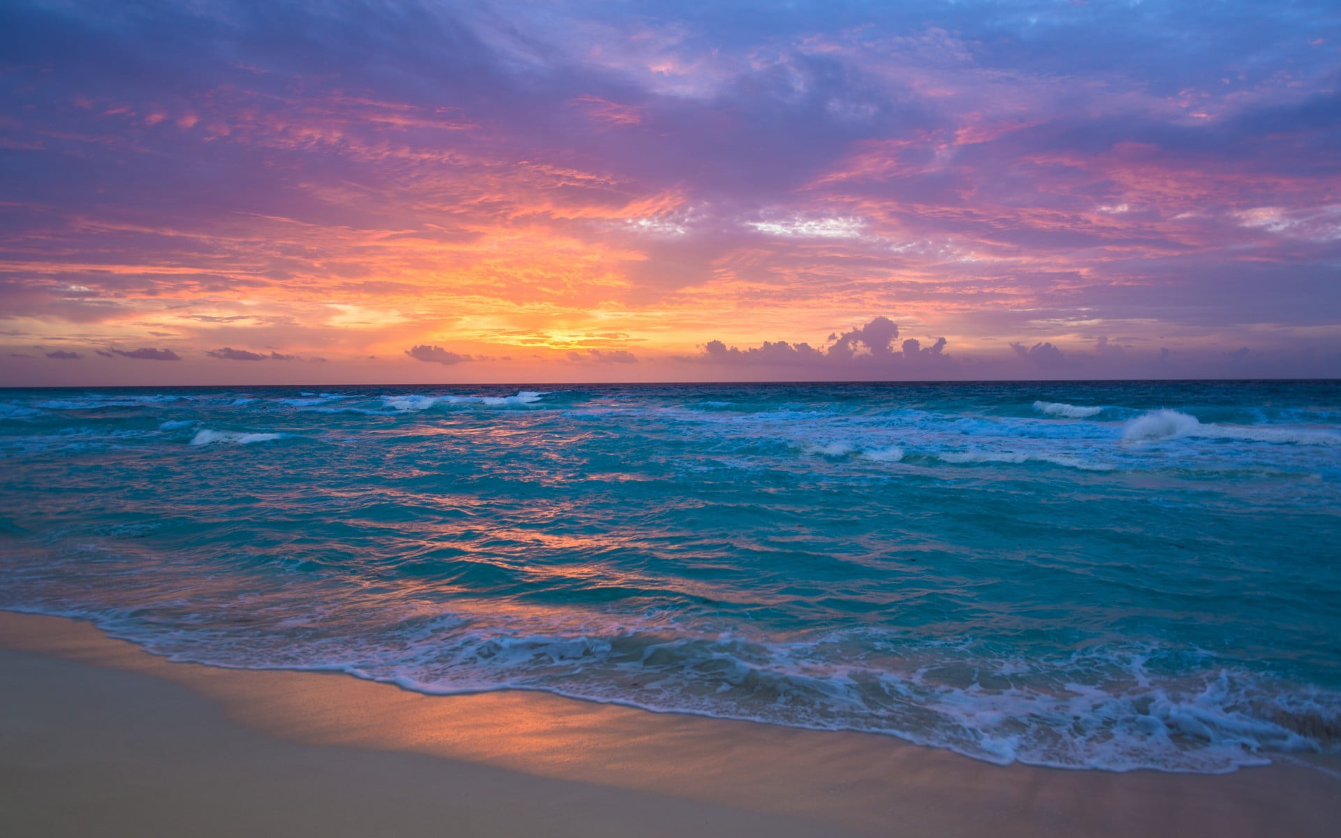Sea under orange sky, beach, sunset, sea, sky HD wallpaper | Wallpaper Flare