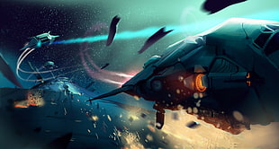 spacecraft on war illustration, space HD wallpaper