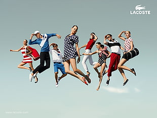 photography of people jumping Lacoste AD