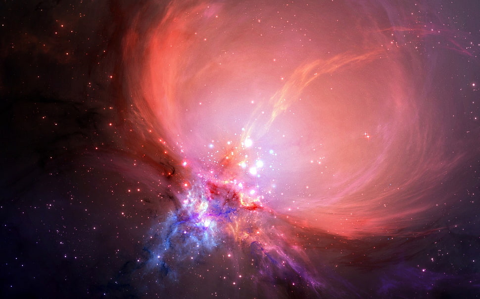 orange and purple nebula, space HD wallpaper