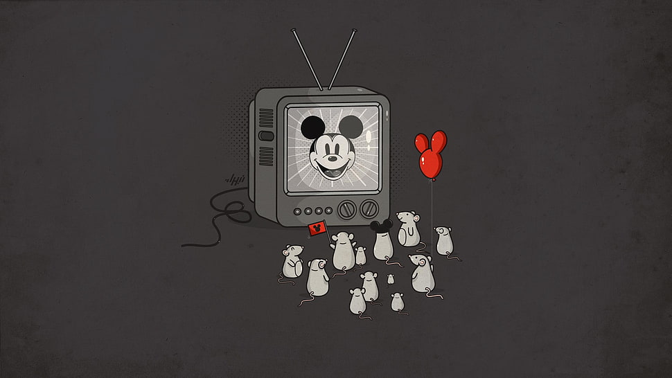 Mickey Mouse head illustration, mice, Mickey Mouse, television sets, balloon HD wallpaper