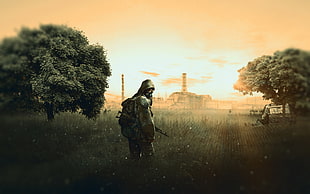 illustration of a soldier HD wallpaper