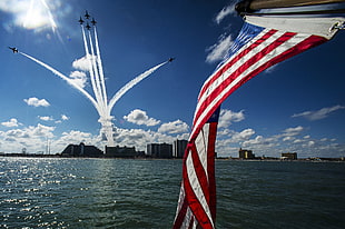 American flag, USA, military, American flag, military aircraft HD wallpaper