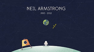 Neil Armstrong digital wallpaper, Neil Armstrong, minimalism, astronaut, space art