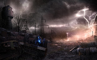 video game application screenshot, S.T.A.L.K.E.R., apocalyptic, gas masks, Koshi