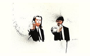 men's black suit jacket painting, Pulp Fiction, fan art, Quentin Tarantino, movies HD wallpaper