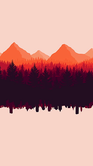 photo of mountain surrounded by trees painting