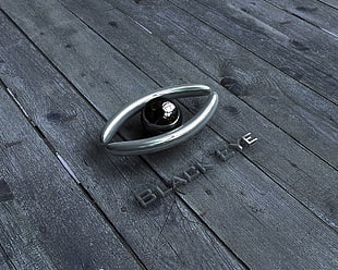 Black Eye letter cutout under eye emblem on gray wooden planks HD wallpaper