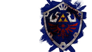 blue and red shield decor, The Legend of Zelda, hylian crest, video games, Hylian Shield