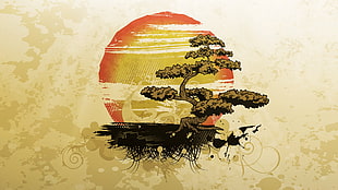 sunset and trees illustration