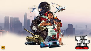 GTA online digital wallpaper, Grand Theft Auto V, Grand Theft Auto V Online, Rockstar Games, tank HD wallpaper