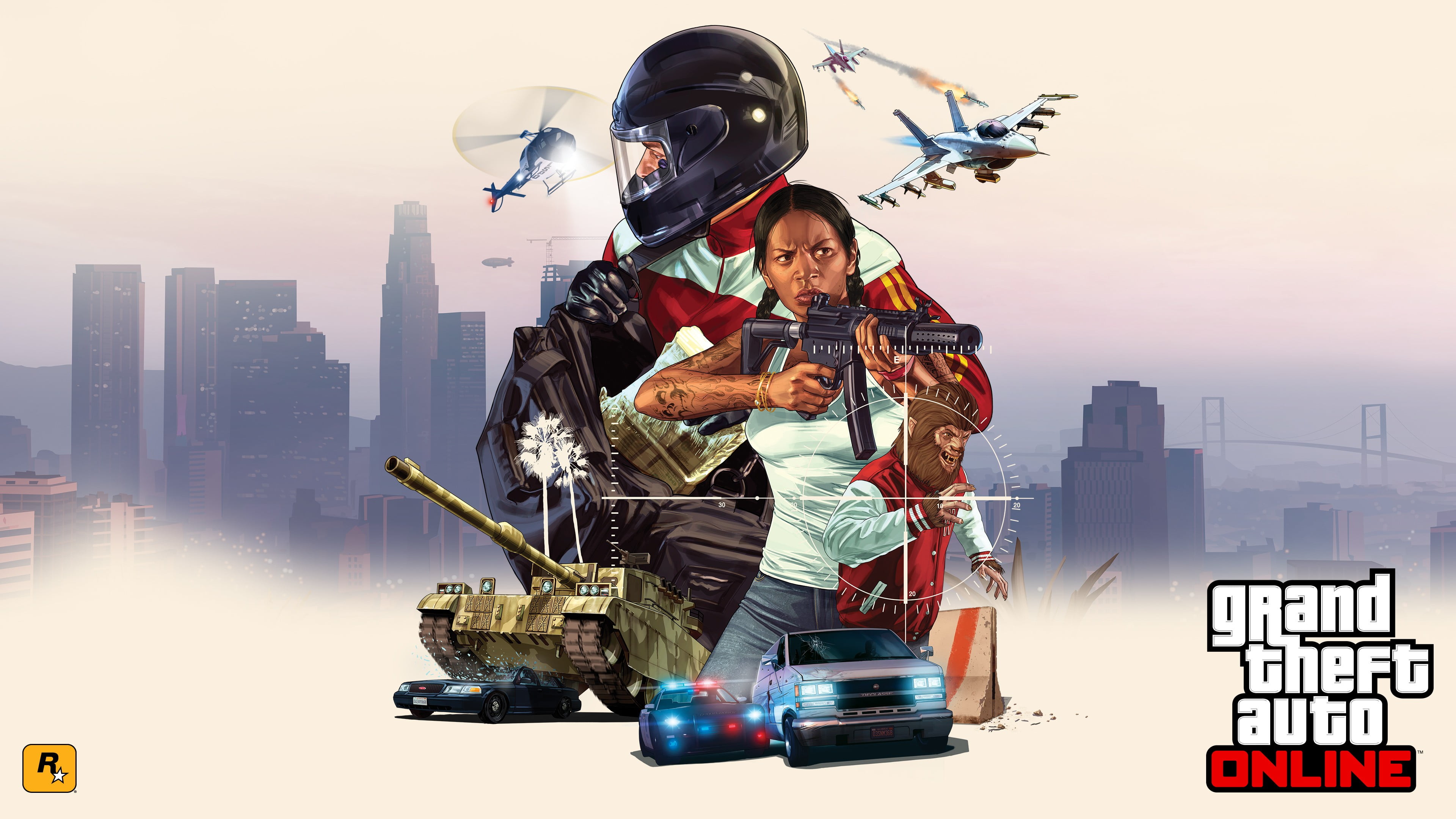 GTA online digital wallpaper, Grand Theft Auto V, Grand Theft Auto V Online, Rockstar Games, tank