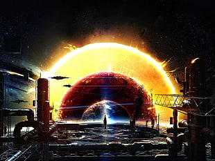 game wallpaper, science fiction, space, artwork, Sun
