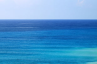 blue ocean, aqua, blue, horizon, liquid HD wallpaper