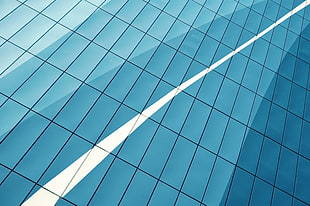 teal glass commercial building, pattern, window